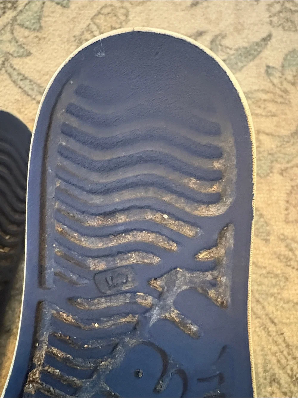 Navy blue boys Native shoes.